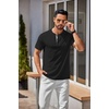 image:imageCOOFANDY Mens Henley Shirts Cotton Short Sleeve Casual TShirt for Men Button Henley Basic Tee Lightweight Summer TopBlack  Grey