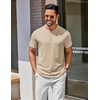 image:imageCOOFANDY Mens Henley Shirts Cotton Short Sleeve Casual TShirt for Men Button Henley Basic Tee Lightweight Summer TopCoffee