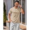 image:imageCOOFANDY Mens Henley Shirts Cotton Short Sleeve Casual TShirt for Men Button Henley Basic Tee Lightweight Summer TopCoffee
