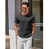 image:imageCOOFANDY Mens Henley Shirts Cotton Short Sleeve Casual TShirt for Men Button Henley Basic Tee Lightweight Summer TopDark Grey