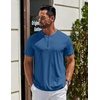 image:imageCOOFANDY Mens Henley Shirts Cotton Short Sleeve Casual TShirt for Men Button Henley Basic Tee Lightweight Summer TopDenim Blue