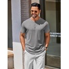 image:imageCOOFANDY Mens Henley Shirts Cotton Short Sleeve Casual TShirt for Men Button Henley Basic Tee Lightweight Summer TopGrey