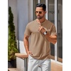 image:imageCOOFANDY Mens Henley Shirts Cotton Short Sleeve Casual TShirt for Men Button Henley Basic Tee Lightweight Summer TopKhaki