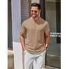 image:imageCOOFANDY Mens Henley Shirts Cotton Short Sleeve Casual TShirt for Men Button Henley Basic Tee Lightweight Summer TopKhaki