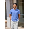 image:imageCOOFANDY Mens Henley Shirts Cotton Short Sleeve Casual TShirt for Men Button Henley Basic Tee Lightweight Summer TopLight Blue