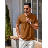 image:imageCOOFANDY Mens Henley Shirts Cotton Short Sleeve Casual TShirt for Men Button Henley Basic Tee Lightweight Summer TopLight Brown