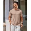 image:imageCOOFANDY Mens Henley Shirts Cotton Short Sleeve Casual TShirt for Men Button Henley Basic Tee Lightweight Summer TopLight Khaki