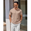 image:imageCOOFANDY Mens Henley Shirts Cotton Short Sleeve Casual TShirt for Men Button Henley Basic Tee Lightweight Summer TopLight Khaki