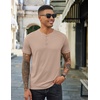 image:imageCOOFANDY Mens Henley Shirts Cotton Short Sleeve Casual TShirt for Men Button Henley Basic Tee Lightweight Summer TopLight Khaki