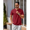 image:imageCOOFANDY Mens Henley Shirts Cotton Short Sleeve Casual TShirt for Men Button Henley Basic Tee Lightweight Summer TopWine Red