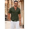 image:imageCOOFANDY Mens Knit Button Down Shirts Short Sleeve Polo Shirt Casual Vintage Summer Beach ShirtsArmy Green