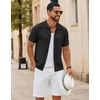 image:imageCOOFANDY Mens Knit Button Down Shirts Short Sleeve Polo Shirt Casual Vintage Summer Beach ShirtsBlack