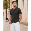 image:imageCOOFANDY Mens Knit Button Down Shirts Short Sleeve Polo Shirt Casual Vintage Summer Beach ShirtsBlack