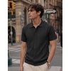 image:imageCOOFANDY Mens Knit Button Down Shirts Short Sleeve Polo Shirt Casual Vintage Summer Beach ShirtsBlack