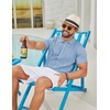 image:imageCOOFANDY Mens Knit Button Down Shirts Short Sleeve Polo Shirt Casual Vintage Summer Beach ShirtsClear Blue