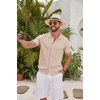 image:imageCOOFANDY Mens Knit Button Down Shirts Short Sleeve Polo Shirt Casual Vintage Summer Beach ShirtsCream