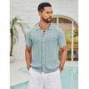 image:imageCOOFANDY Mens Knit Button Down Shirts Short Sleeve Polo Shirt Casual Vintage Summer Beach ShirtsIce Green
