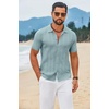 image:imageCOOFANDY Mens Knit Button Down Shirts Short Sleeve Polo Shirt Casual Vintage Summer Beach ShirtsIce Green