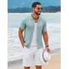 image:imageCOOFANDY Mens Knit Button Down Shirts Short Sleeve Polo Shirt Casual Vintage Summer Beach ShirtsIce Green