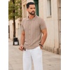 image:imageCOOFANDY Mens Knit Button Down Shirts Short Sleeve Polo Shirt Casual Vintage Summer Beach ShirtsKhaki