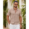 image:imageCOOFANDY Mens Knit Button Down Shirts Short Sleeve Polo Shirt Casual Vintage Summer Beach ShirtsKhaki