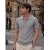 image:imageCOOFANDY Mens Knit Button Down Shirts Short Sleeve Polo Shirt Casual Vintage Summer Beach ShirtsLight Gray