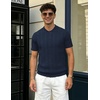 image:imageCOOFANDY Mens Knit Button Down Shirts Short Sleeve Polo Shirt Casual Vintage Summer Beach ShirtsNavy Blue