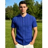 image:imageCOOFANDY Mens Knit Button Down Shirts Short Sleeve Polo Shirt Casual Vintage Summer Beach ShirtsRoyal Blue