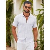 image:imageCOOFANDY Mens Knit Button Down Shirts Short Sleeve Polo Shirt Casual Vintage Summer Beach ShirtsWhite