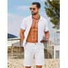 image:imageCOOFANDY Mens Knit Button Down Shirts Short Sleeve Polo Shirt Casual Vintage Summer Beach ShirtsWhite