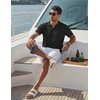 image:imageCOOFANDY Mens Knit Polo Shirts Short Sleeve Textured Polo Shirt VNeck Casual Stretch Summer Golf TopsBlack