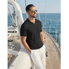 image:imageCOOFANDY Mens Knit Polo Shirts Short Sleeve Textured Polo Shirt VNeck Casual Stretch Summer Golf TopsBlack