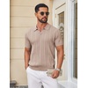 image:imageCOOFANDY Mens Knit Polo Shirts Short Sleeve Textured Polo Shirt VNeck Casual Stretch Summer Golf TopsKhaki