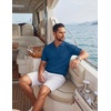 image:imageCOOFANDY Mens Knit Polo Shirts Short Sleeve Textured Polo Shirt VNeck Casual Stretch Summer Golf TopsLake Blue