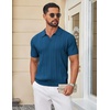 image:imageCOOFANDY Mens Knit Polo Shirts Short Sleeve Textured Polo Shirt VNeck Casual Stretch Summer Golf TopsLake Blue