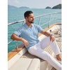 image:imageCOOFANDY Mens Knit Polo Shirts Short Sleeve Textured Polo Shirt VNeck Casual Stretch Summer Golf TopsLight Blue