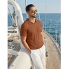 image:imageCOOFANDY Mens Knit Polo Shirts Short Sleeve Textured Polo Shirt VNeck Casual Stretch Summer Golf TopsLight Brown