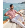 image:imageCOOFANDY Mens Knit Polo Shirts Short Sleeve Textured Polo Shirt VNeck Casual Stretch Summer Golf TopsLotus Pink