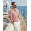 image:imageCOOFANDY Mens Knit Polo Shirts Short Sleeve Textured Polo Shirt VNeck Casual Stretch Summer Golf TopsLotus Pink