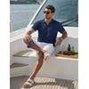 image:imageCOOFANDY Mens Knit Polo Shirts Short Sleeve Textured Polo Shirt VNeck Casual Stretch Summer Golf TopsNavy