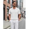 image:imageCOOFANDY Mens Knit Polo Shirts Short Sleeve Textured Polo Shirt VNeck Casual Stretch Summer Golf TopsWhite