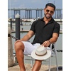 image:imageCOOFANDY Mens Linen Shirts Short Sleeve Button Down Shirt Casual Summer Beach Shirts with PocketBlack