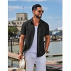 image:imageCOOFANDY Mens Linen Shirts Short Sleeve Button Down Shirt Casual Summer Beach Shirts with PocketBlack