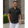 image:imageCOOFANDY Mens Linen Shirts Short Sleeve Button Down Shirt Casual Summer Beach Shirts with PocketBlack