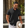 image:imageCOOFANDY Mens Linen Shirts Short Sleeve Button Down Shirt Casual Summer Beach Shirts with PocketBlack