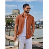 image:imageCOOFANDY Mens Linen Shirts Short Sleeve Button Down Shirt Casual Summer Beach Shirts with PocketCaramel