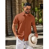 image:imageCOOFANDY Mens Linen Shirts Short Sleeve Button Down Shirt Casual Summer Beach Shirts with PocketCaramel