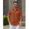 image:imageCOOFANDY Mens Linen Shirts Short Sleeve Button Down Shirt Casual Summer Beach Shirts with PocketCaramel