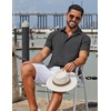 image:imageCOOFANDY Mens Linen Shirts Short Sleeve Button Down Shirt Casual Summer Beach Shirts with PocketDark Gray
