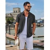 image:imageCOOFANDY Mens Linen Shirts Short Sleeve Button Down Shirt Casual Summer Beach Shirts with PocketDark Gray